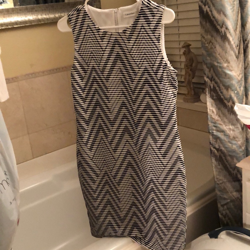 Calvin Klein midi dress black and white